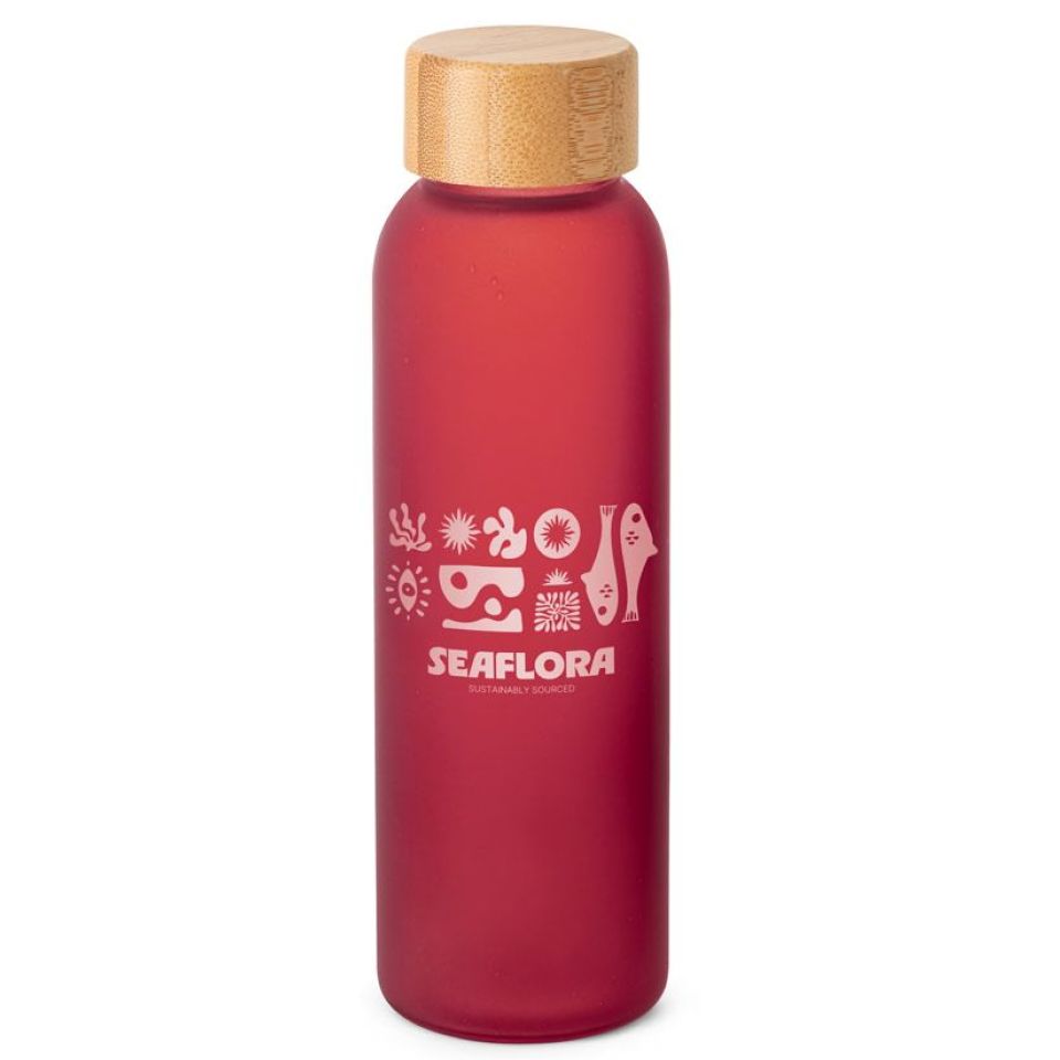 Trinkflasche aus Mattglas 520ml Glas-Trinkflasche als Werbeartikel ✓ mit Ihrem Logo ✓ mattiert & nachhaltig ▷ Hochwertige Flasche jetzt bei WIPEX bestellen